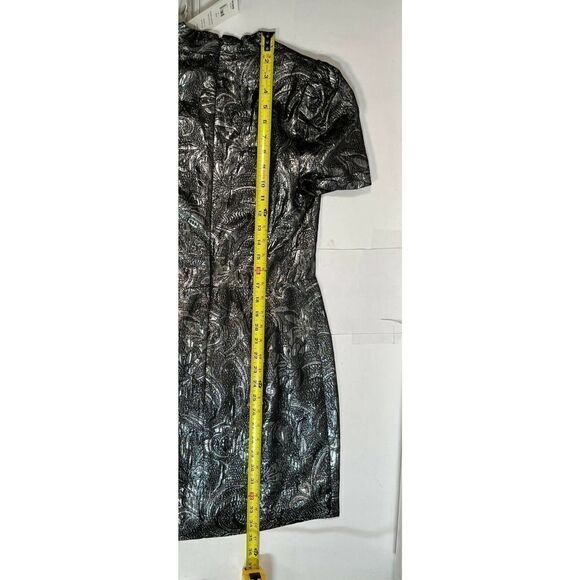 French Connection Art Deco Metallic Dress Silver Deep V Cocktail Party - Picture 10 of 16